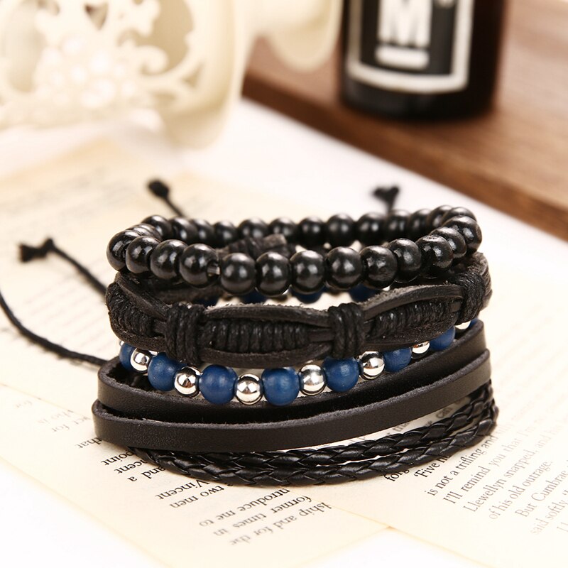 Daxi herr armband för herr berlocker armband pärlband armband tillbehör flätat läder armband herr smycken: Ifs 00711
