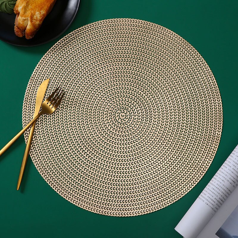 Napperon en PVC motif géométrique, Style Hibiscus fleur antidérapant résistant à la chaleur, utilisation quotidienne, décoration de table à manger, tapis de pique-nique sous-plat: 08
