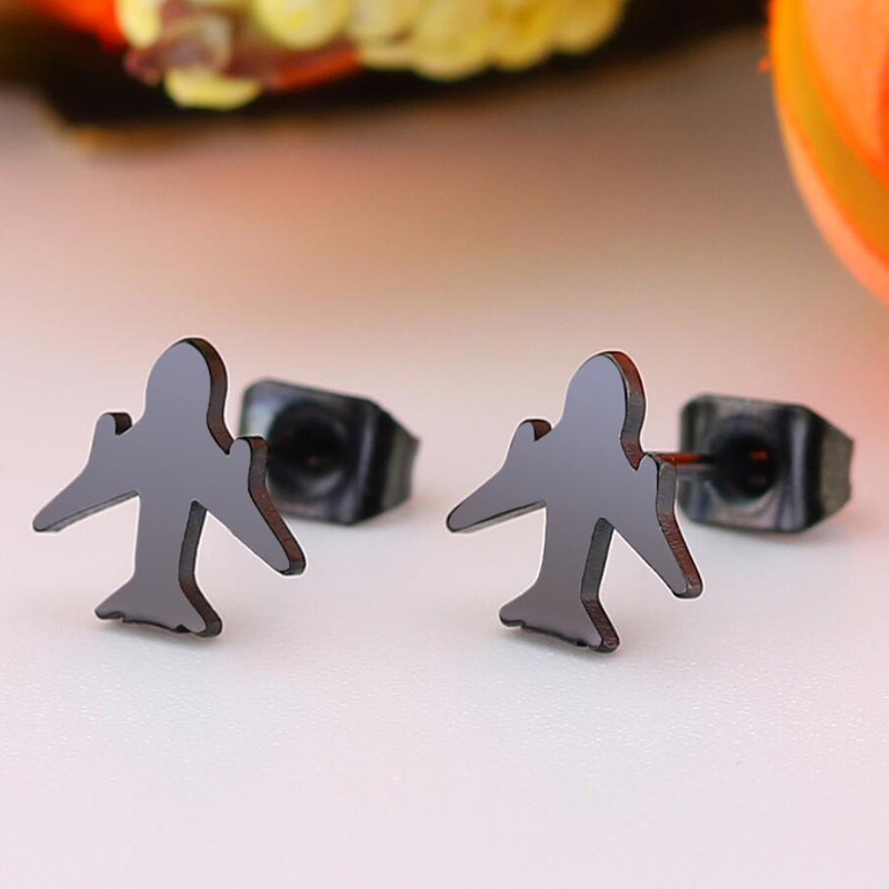 SMJEL-pendientes pequeños negros para bicicleta para hombre y mujer, joyería para Piercing en la oreja de acero inoxidable, aretes deportivos para Fitness,: COLOR ORO ROSADO