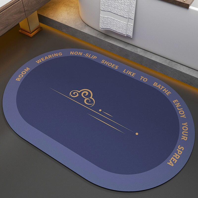 Tapis de bain Super absorbant, paillasson antidérapant en Diatomite douce à séchage rapide, tapis de salle de bain, décoration de la maison, paillasson d'entrée de cuisine: Purple Blue / 60X90CM