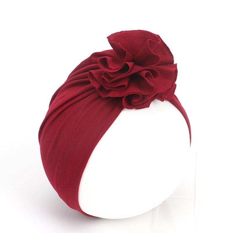 16 farver baby pandebånd turban blomster piges hår tilbehør til børn blød turban hårbånd pandebånd børn hovedbeklædning: Rødvin