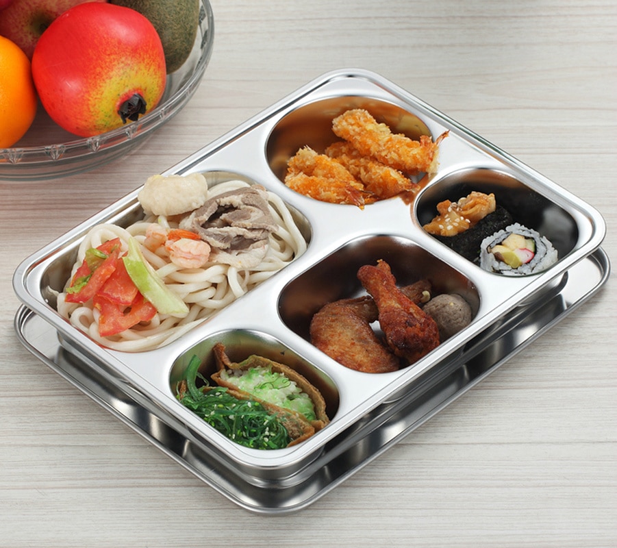 Stainless steel insulation snack plate seal tray bento lunch box insulated Thermal Food Container Tableware dinner plates