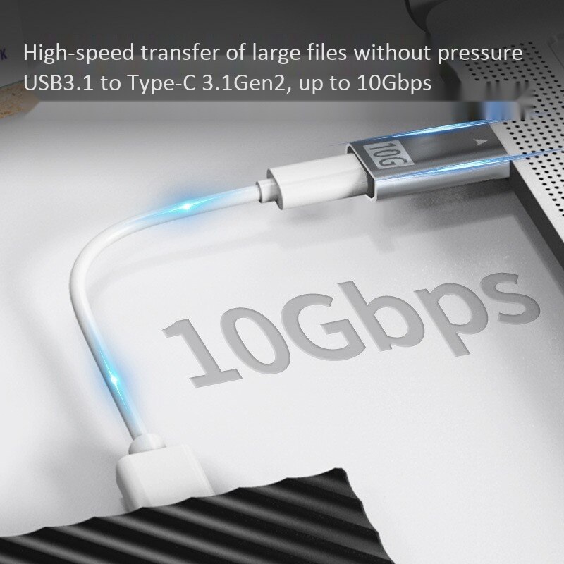 USB 3.0 Male to USB3.1 Type-C USB-C Female 10Gbps Metal Highlight Charging Data Adapter 5V@3A Supports Fast Charging