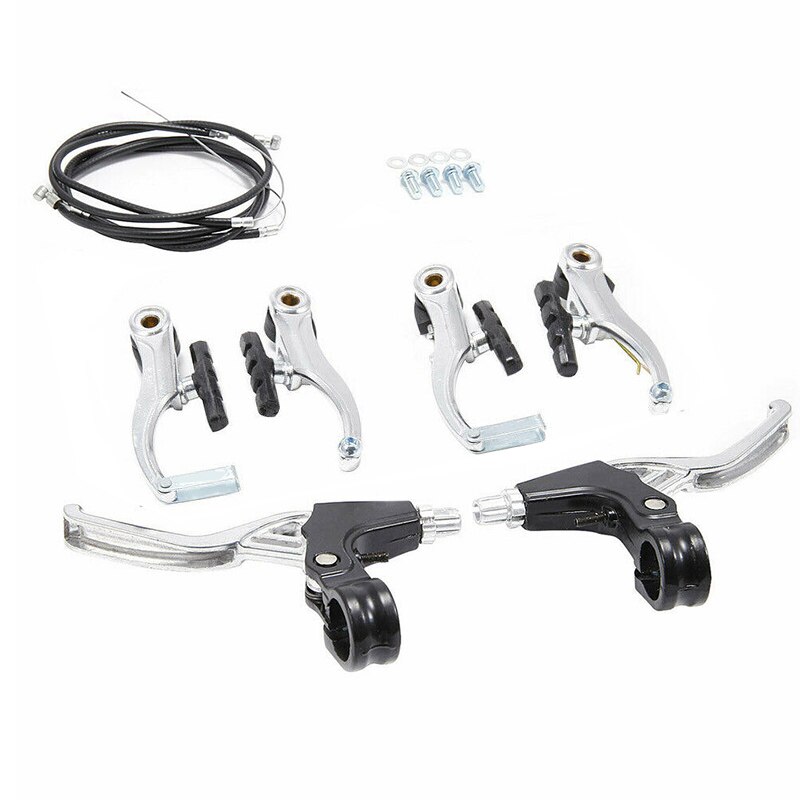 Mountain Bike V Brake Lever And Cable (Front + Rear) Set Brake Mountain Bike Full Aluminum Alloy V Brake Complete Alloy Bicycle