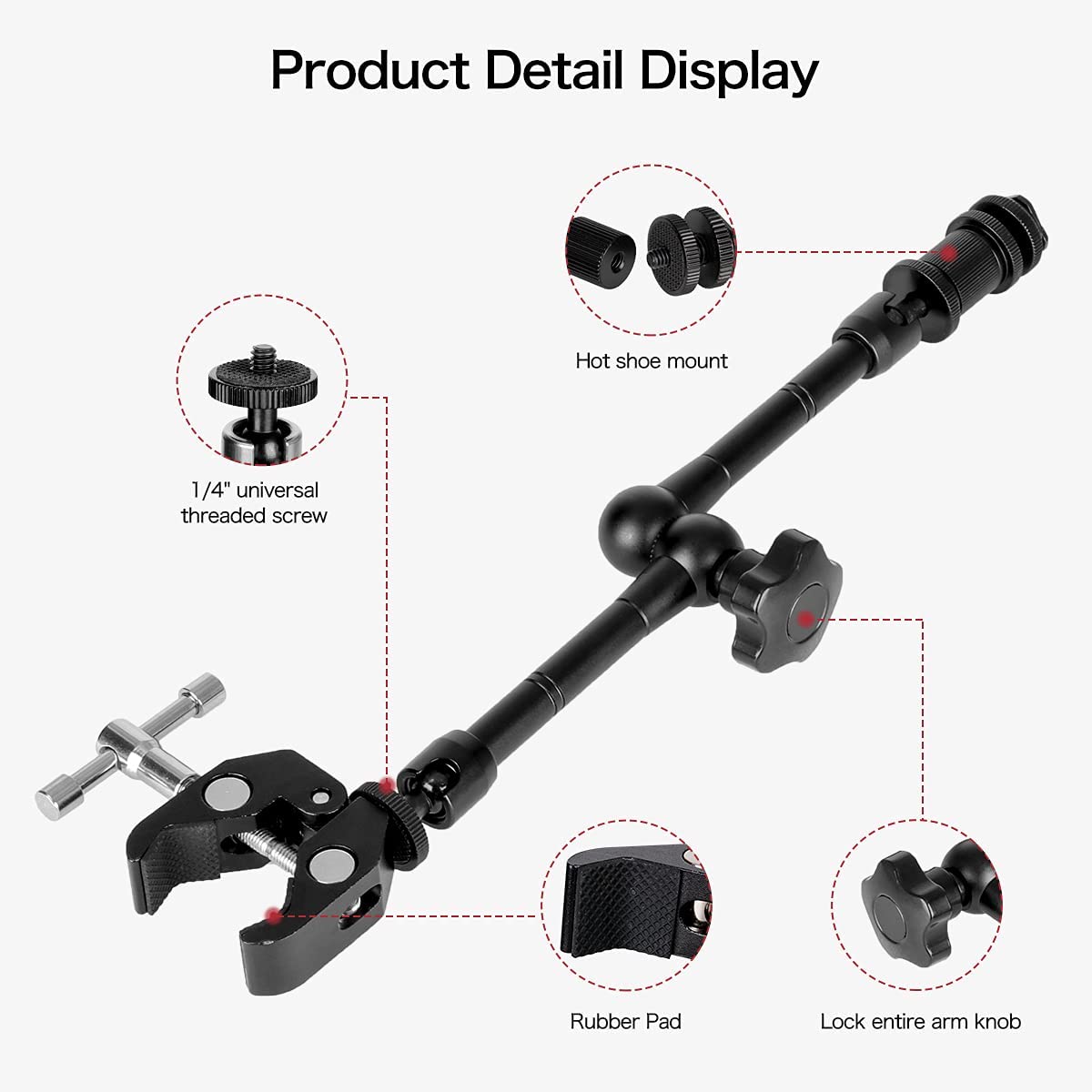 11 &quot;Metalen Verstelbare Scharnierende Magic Arm Klem Houder Mounts Kit Voor Gopro Slr Lcd Monitor Led Flitslicht Camera accessoires