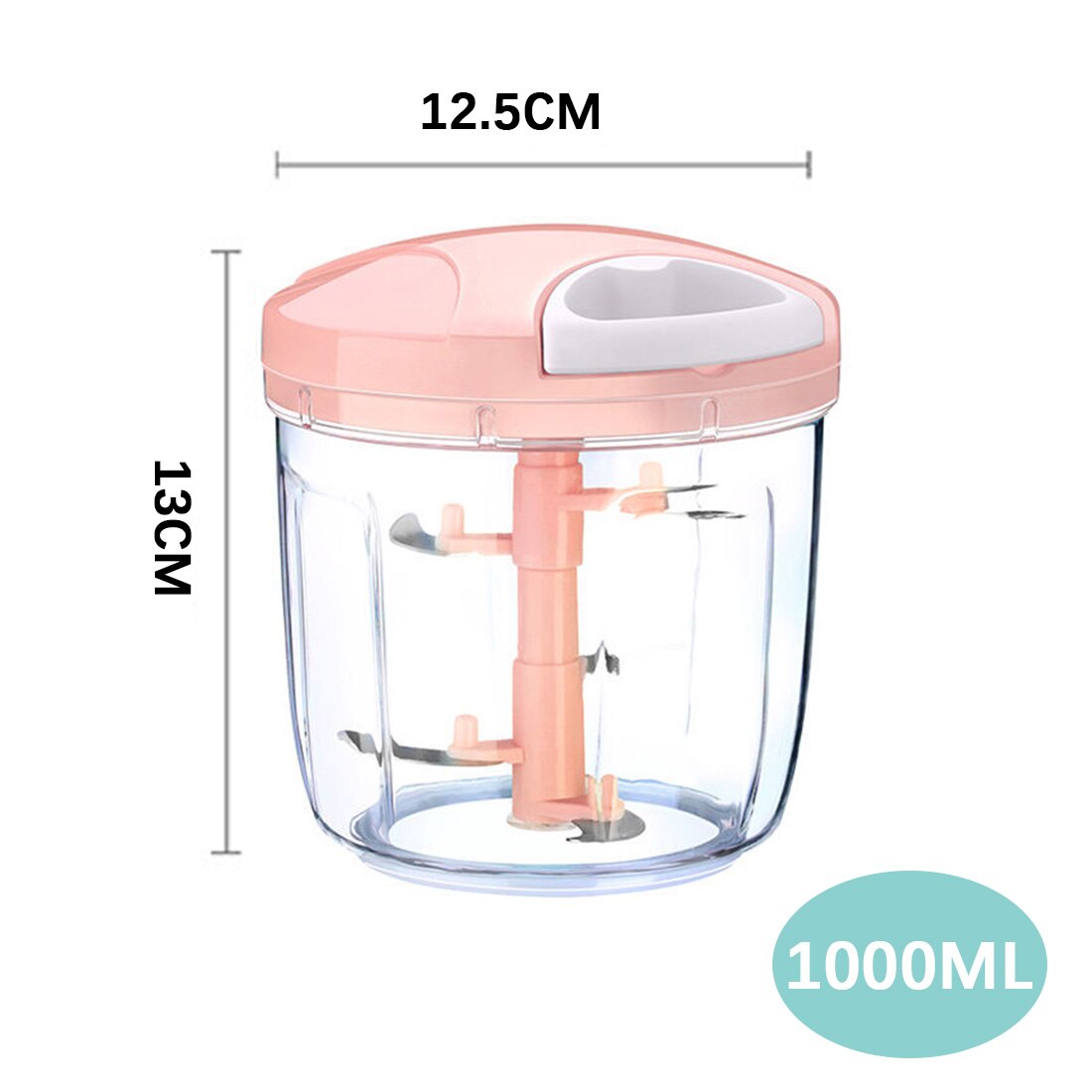 Multifunctionele handmatige knoflookpers groente-fruitrasp vleesmolen snijder dunschiller snijder: 1000ml roze