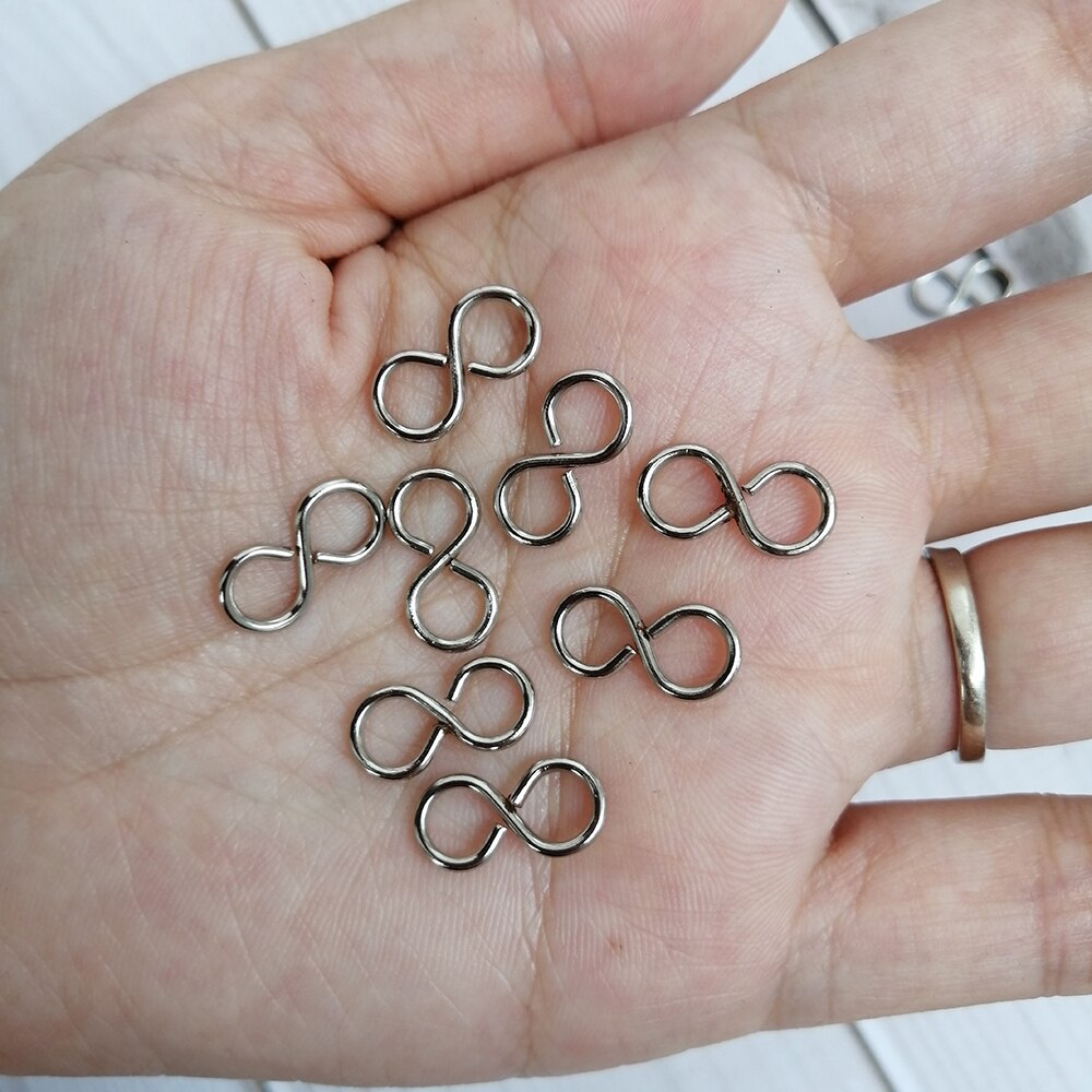 Kamel 100 stk 13 x 6mm uendeligt symbol krom  s 8 lås metalstik krog krystal vedhæng lysekrone del smykker finde