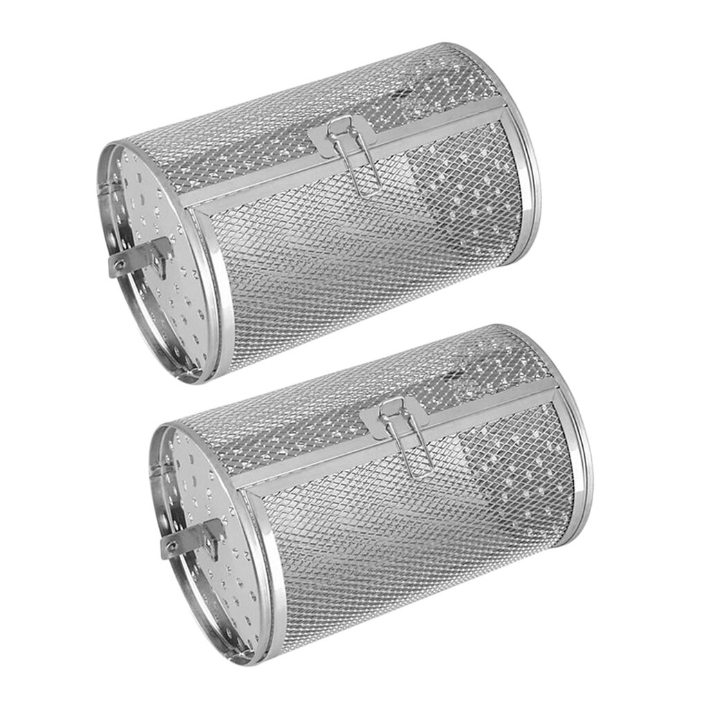 2x Stainless Steel Oven Basket Coffee Bean Baking Rotisserie Grill Cage Kitchen