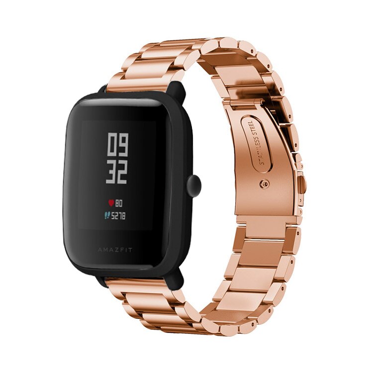 Correa para Xiaomi Huami Amazfit Bip Youth Smart Watch 20mm pulsera para Huami Bip BIT Lite Correa Metal inoxidable: rose gold
