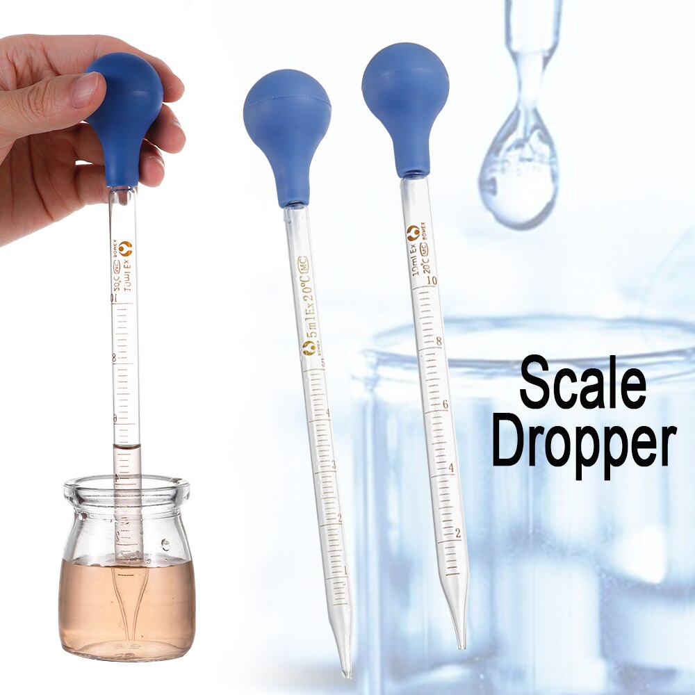 5/10ml Glass Pipettes Lab Scale Graduated Pipettes Test Tubes Rubber Head Glass Dropper Laboratory Supplies