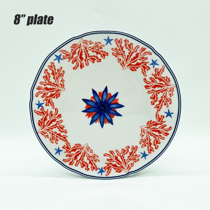Elegante Keramik Abendessen Platten Geometrische aufbringen Keramik Gericht Ladegerät Platte Netz Geschirr Platte blau und weiß porzellan platte: 18