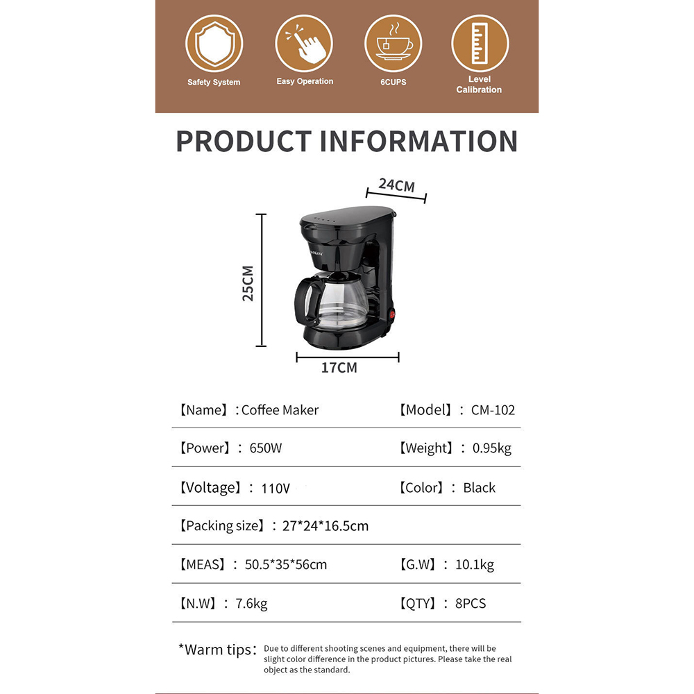 Elektrisch filterkoffiezetapparaat, compact koffiezetapparaat met herbruikbaar filter, kookplaat en koffiepot