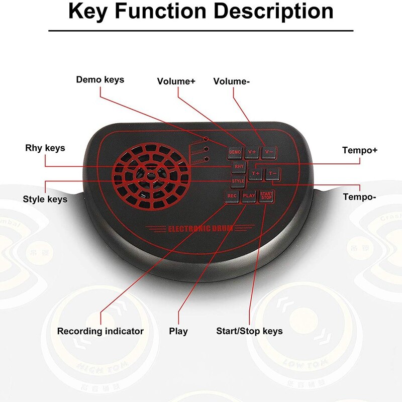 Electronic Drum Set Portable Electronic Roll Up Practice Pad Drum Kit with Built in Speakers Foot Pedals Drumsticks