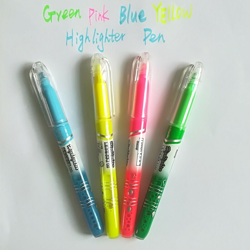 4 Stks/set Blauw Kleur Markeerstift Marker Pen Highligher Pen Fluorescerende Gekleurde Tekening Marker Pennen Creatieve Briefpapier: 4 Colors each1