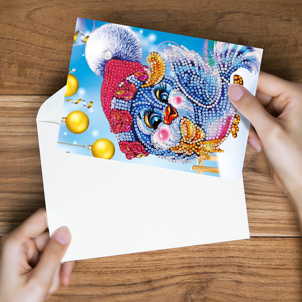 5D DIY Diamond Painting Greeting Card Handmade Christmas Cards 8pcs/set Home Diamond Card Xmas Party Year Children