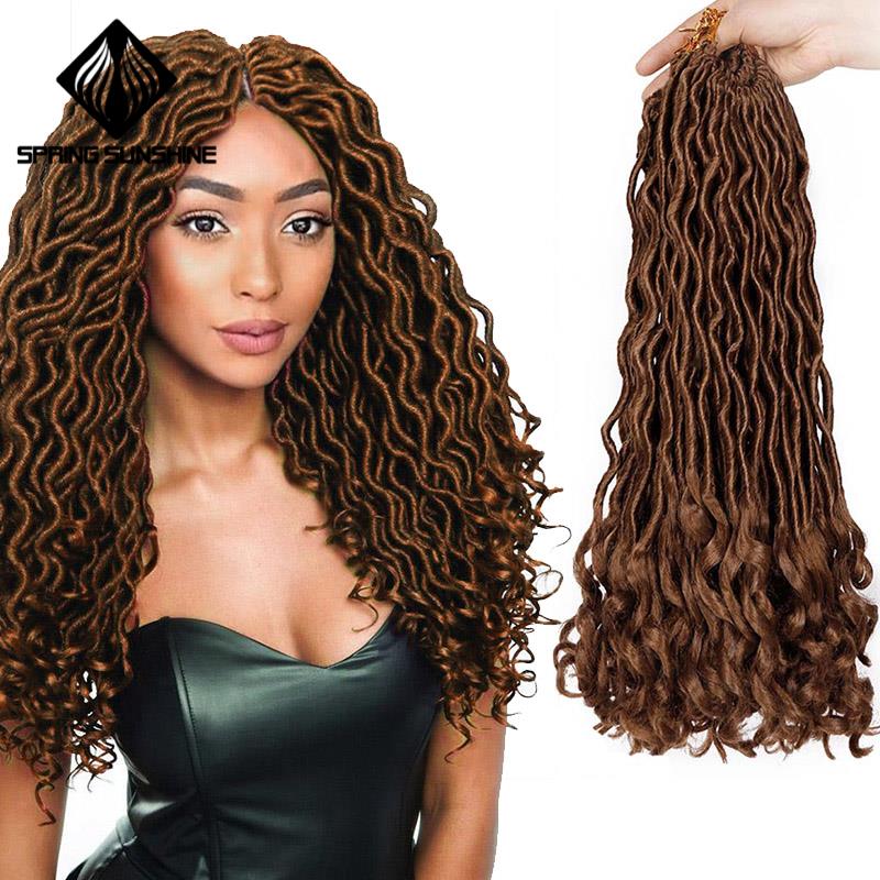 Extensiones de cabello de ganchillo con trenzas de diosas postizas, trenzas de ganchillo sintéticas de 18 pulgadas, pelo trenzado de pelo rizado