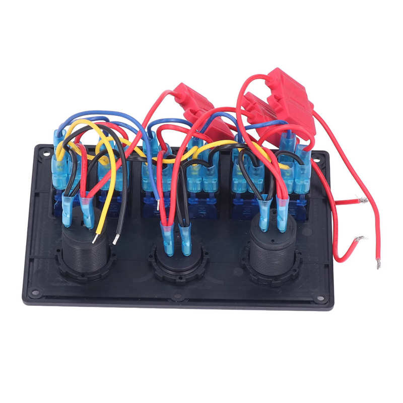 6 Gang Rocker Switch Panel LED Digital Voltmeter Marine Boat Rocker Switch Panel for SUV Trucks Lawn Mowers Tractors