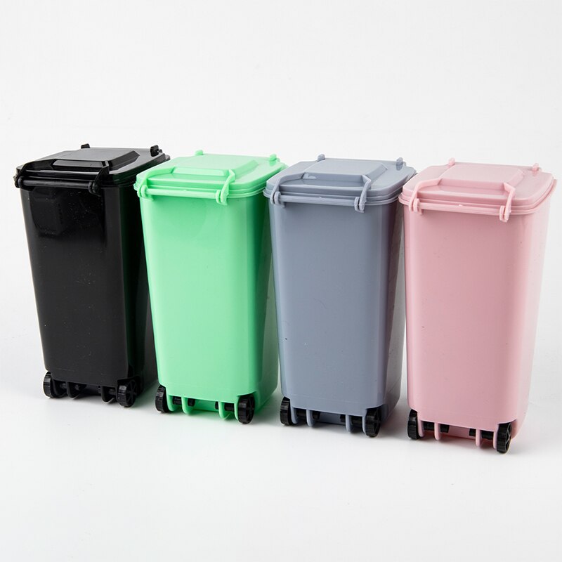 Mini Desktop Trash Can Plastic Waste Bins With Lid Household Clean Trash Desk