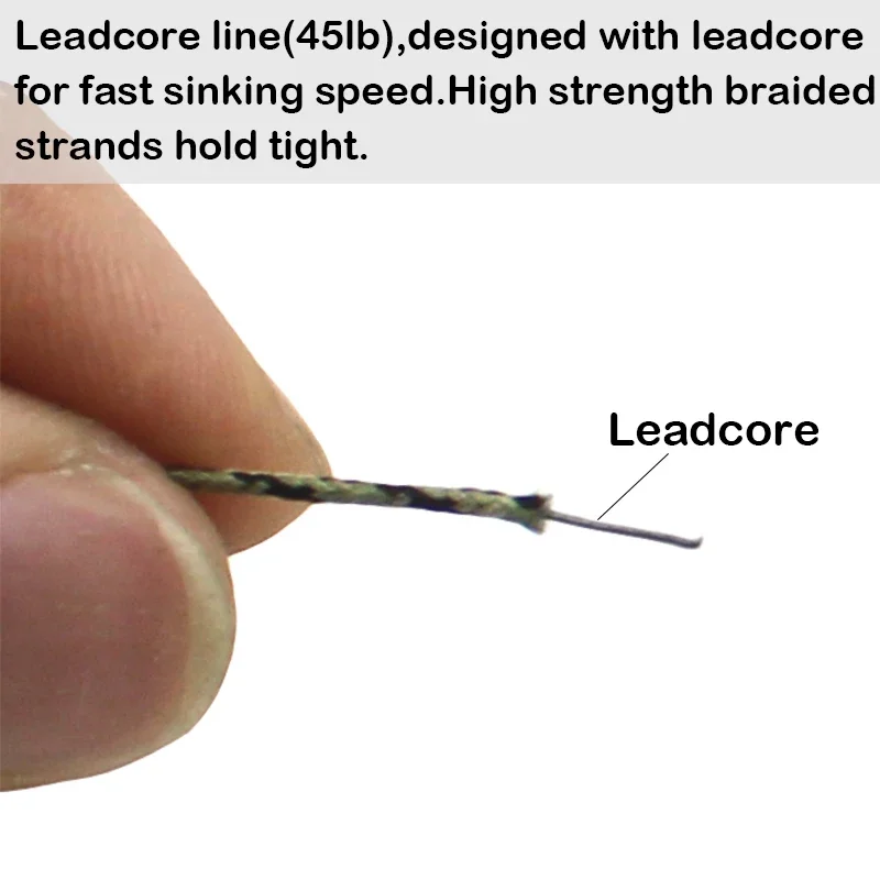 2PCS Ready Tied Leader Carp Fishing Line Leadcore Lead Clip Multi Clip Quick Change Swivel for helicopeter Rig Accessories