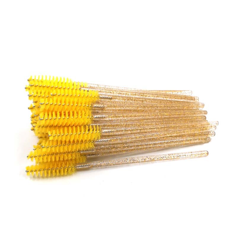 Crystal Disposable Lash Makeup Brush Applicator Styling Tools Individual Mini Mascara Wand Brush Eyelash extension: yellow