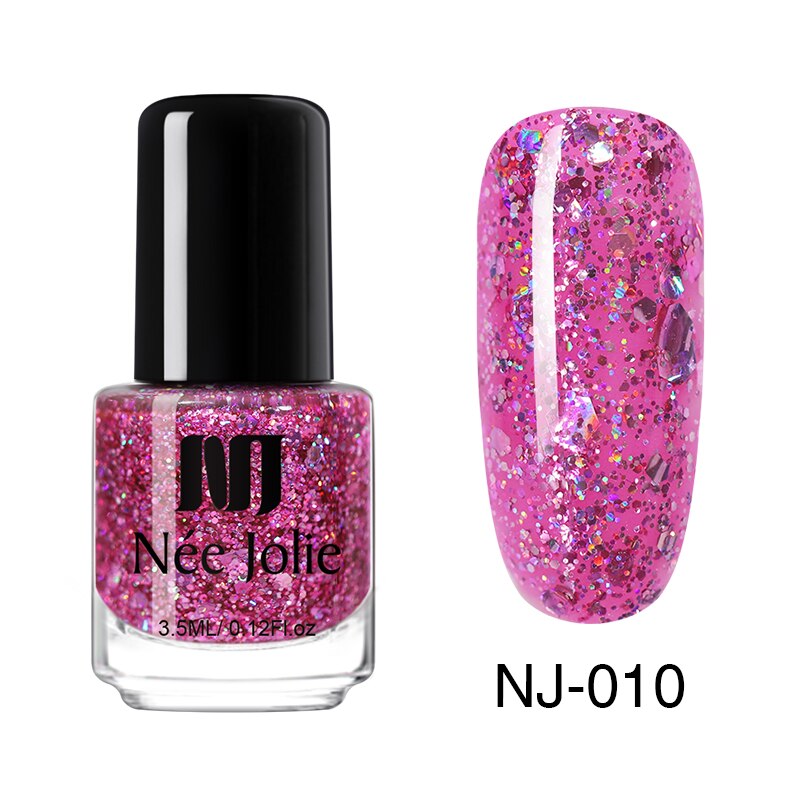 Nee jolie 12 färger nagellack roséguld glitter paljetter gradient serie shimmer flake för nail art diy 3.5ml