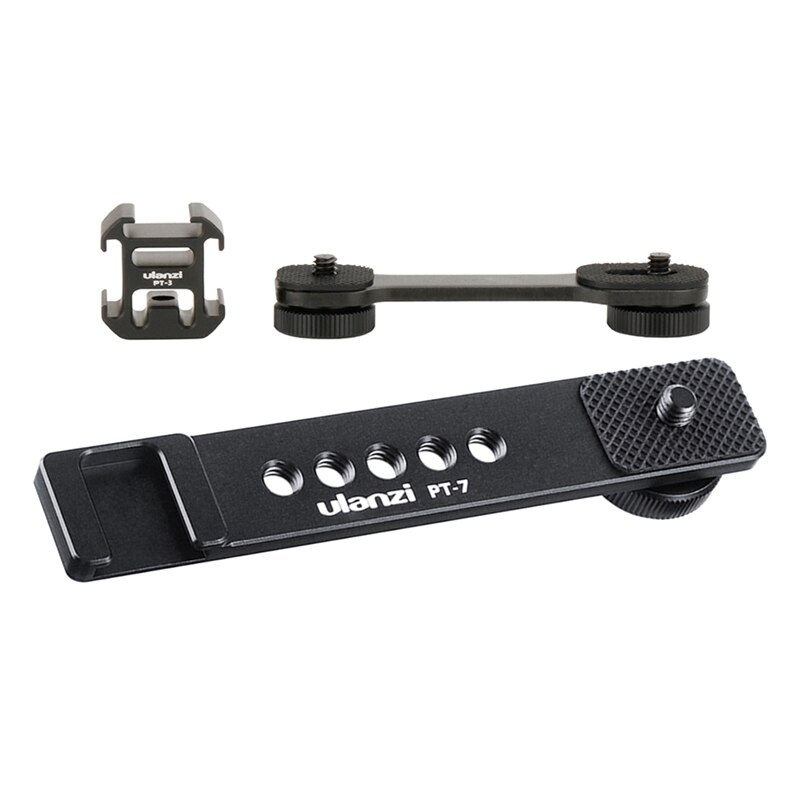 Ulanzi 1Pcs Pt-3 Extention Bar W 3 Cold Shoe Mounts & 1Pcs Pt-7 Cold Shoe Stand Bracket Extension Plate with Screw