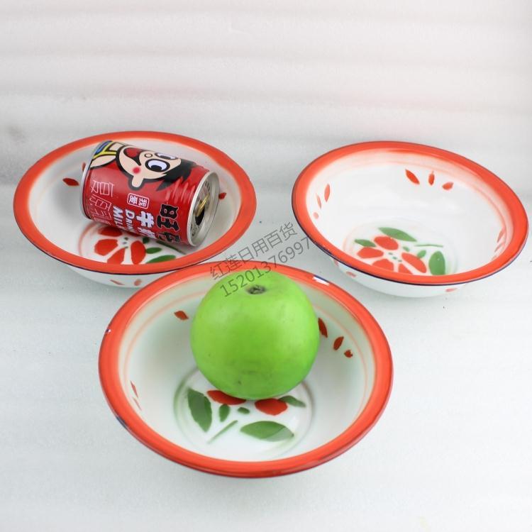 Enamel basin, nostalgic enamel basin, retro enamel basin, thickened enamel rice bowl, soup basin. 10 pieces / 1 package.