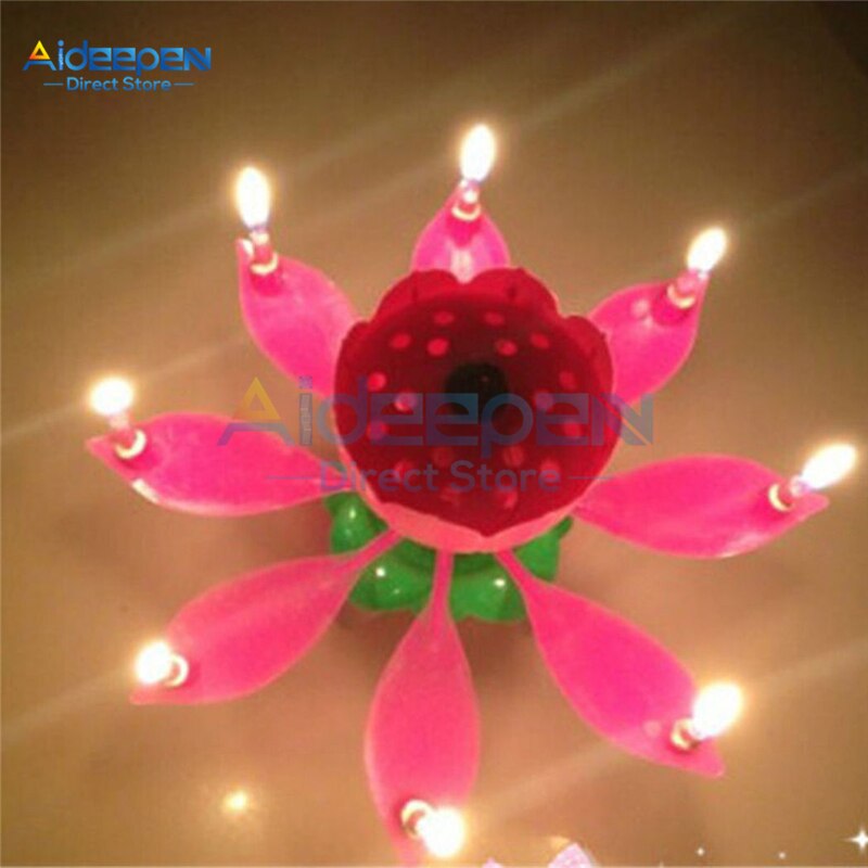 Cake Candle Lotus Flower Musical Candle Happy Birthday Art Candle Lights For DIY Cake Decoration Kids Wedding Party