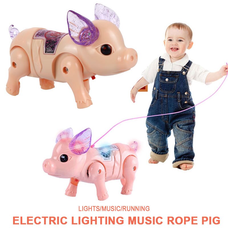 Correa de cerdo eléctrico Multicolor correa de luz Hobby LED cultura baile cerdito brillo música cerdo juguete luminoso juguetes de plástico