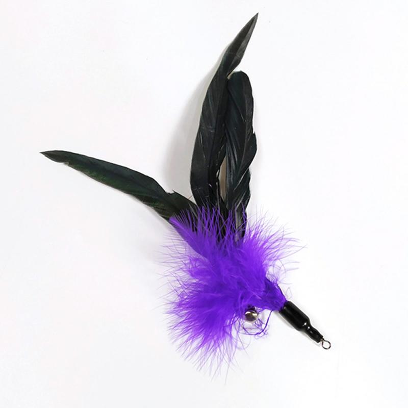 Cat Interactive Toy Stick Feather Wand With Mouse Cage Toys Plastic Artificial Colorful Cat Toy Supplies Replacement Head: 05