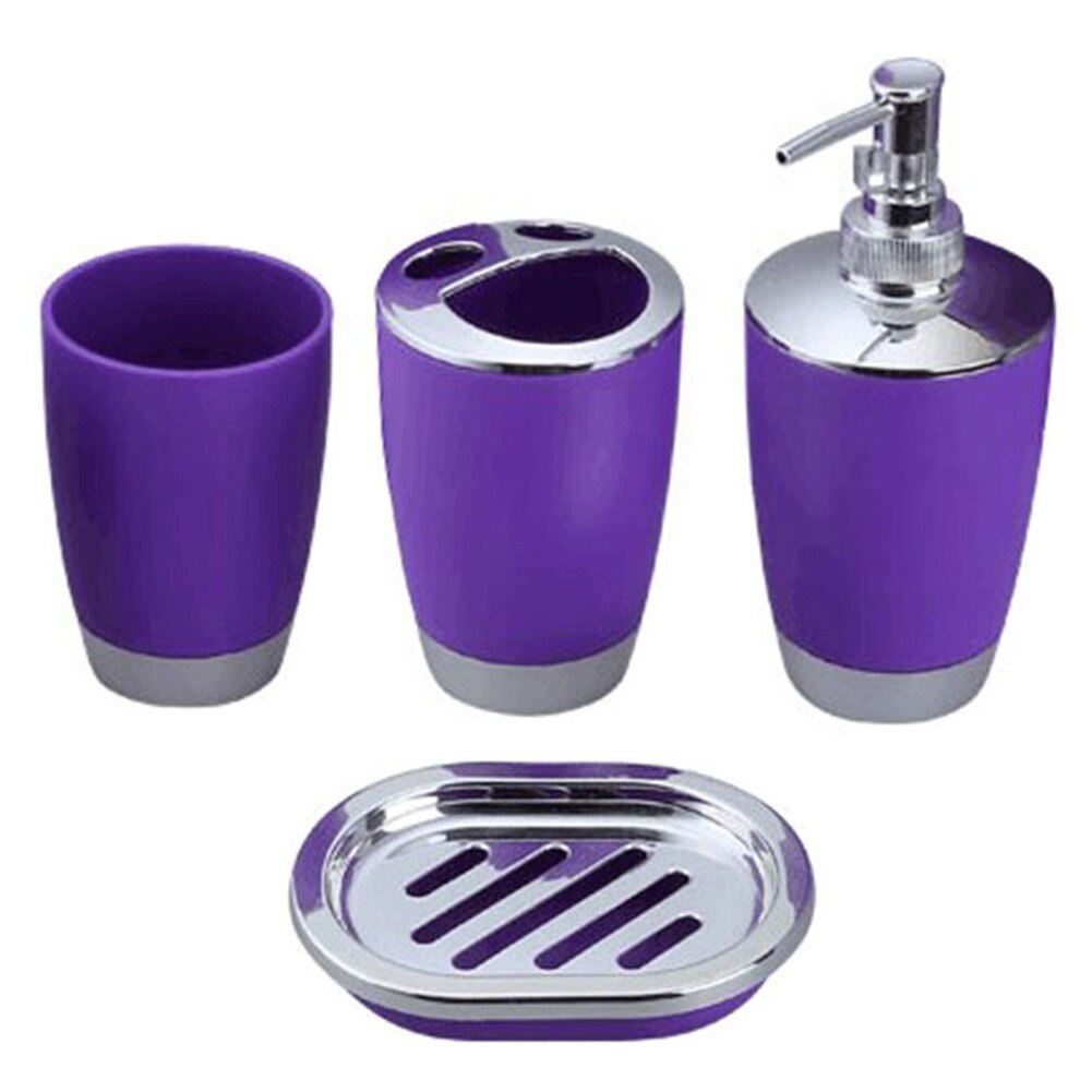 4 Pcs/Set Bathroom Suit Plastic Shampoo Press Bottle Wash Gargle Cup Toothbrush Holder Soap Dish Bath Accessories JAN88