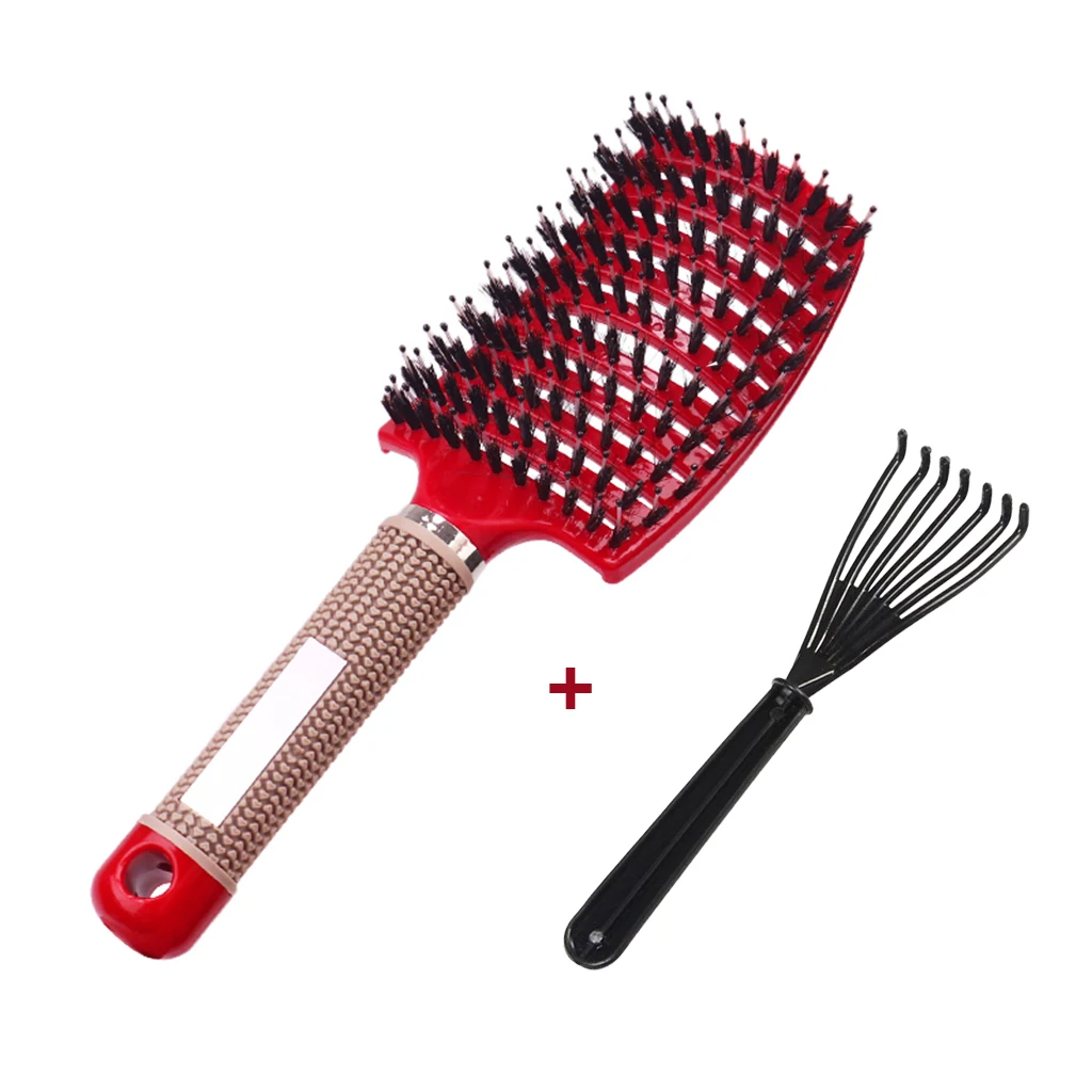 Hair Scalp Massage Comb Bristle Nylon Hairbrush Wet Curly Detangle Anti-Static Hair Brush Salon Hairdressing Style: green