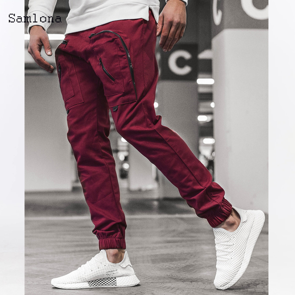 Fritid cargo bukser lommer glidelås bukser menn sommer sport hip hop jogger bukser herre fritids joggebukser streetwear