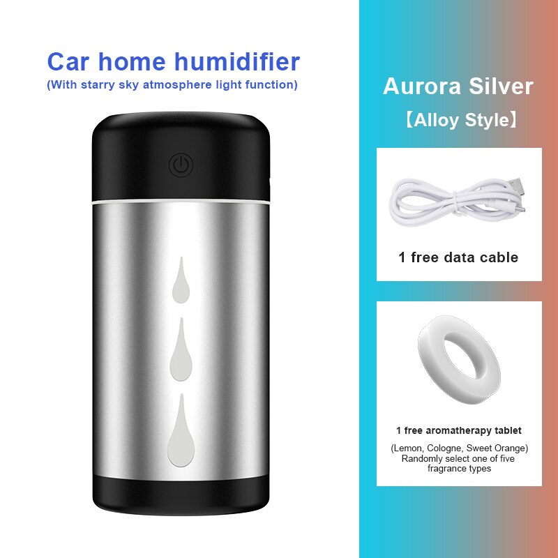 Auto Luchtbevochtiger Luchtreiniger Sterrenhemel Licht Projector Usb Draagbare Luchtbevochtiger Verneveling Essentiële Olie Aromatherapie Diffus: Light Grey