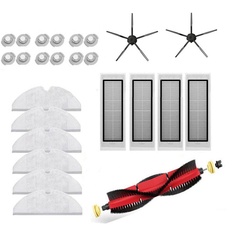 Rullebørste sidebørster kit til xiaomi roborock  s6 s5 max  s60 støvsuger vandkerner moppeklude bløde gummi sidebørster: 10