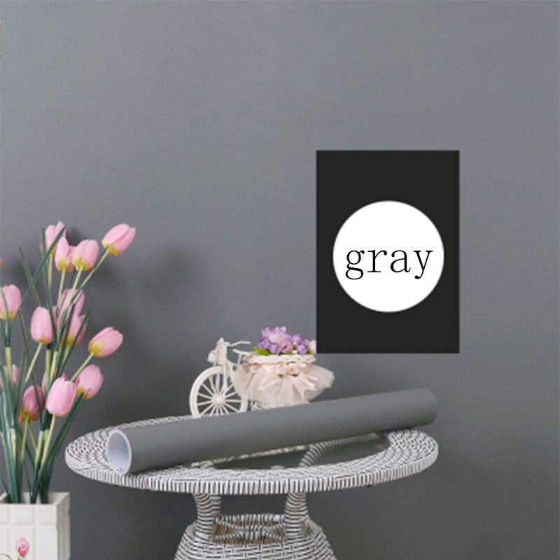 Vinyl Matte Waterproof Self Adhesive Wallpaper Easy Using Wall Sticker for Living Room Kitchen Furniture Cabinet Home Decor Film: Gray / 40cm x 5m