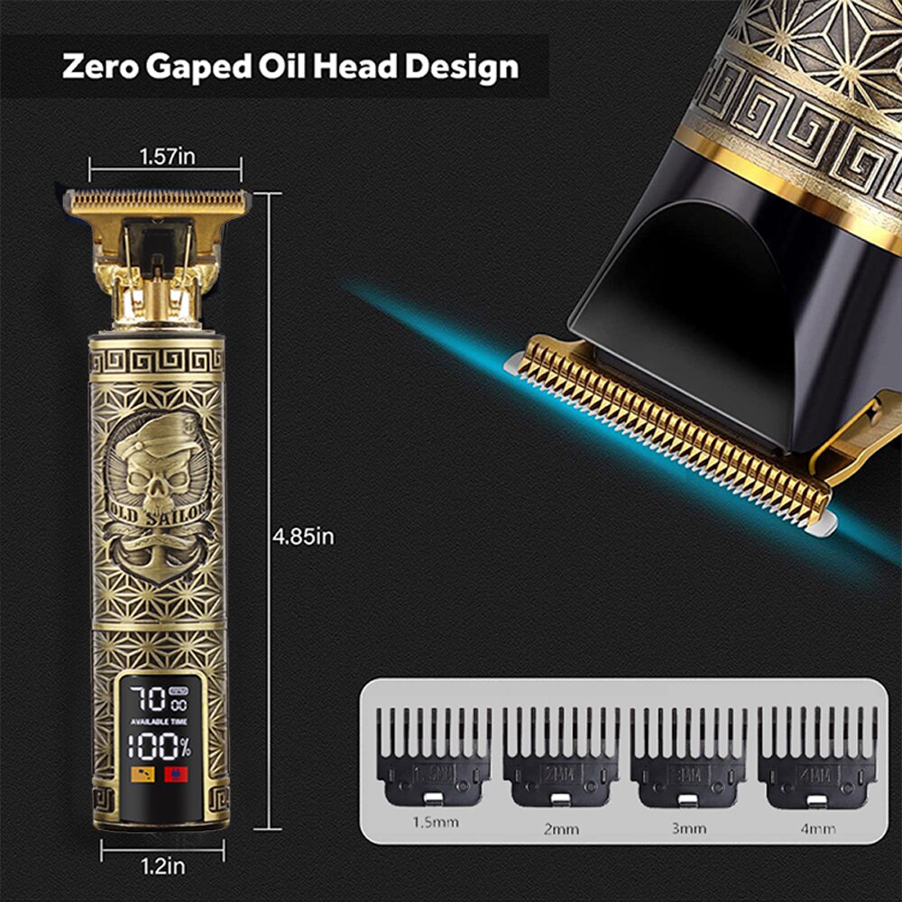 Elektrische Bald Head Tondeuse Trimmer Voor Mannen Oplaadbare Maaier Kapper Scheren Machine Vintage Kapsel Cutter Cordless