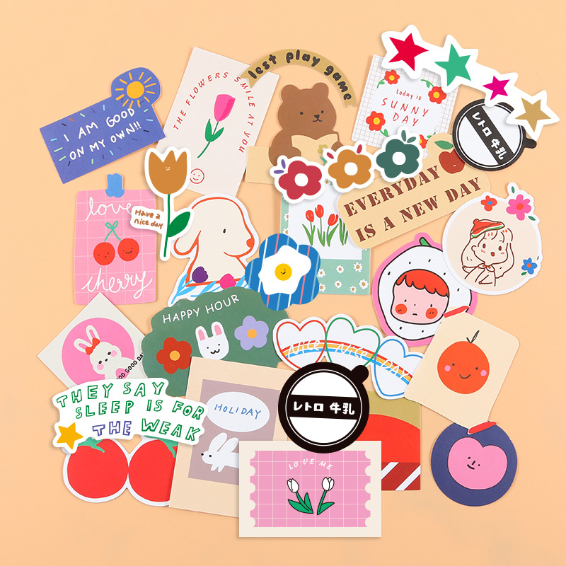 49pcs sunny day 02 series waterproof stickers DIY scrapbooking journal primer collage mobile phone computer decorative stickers
