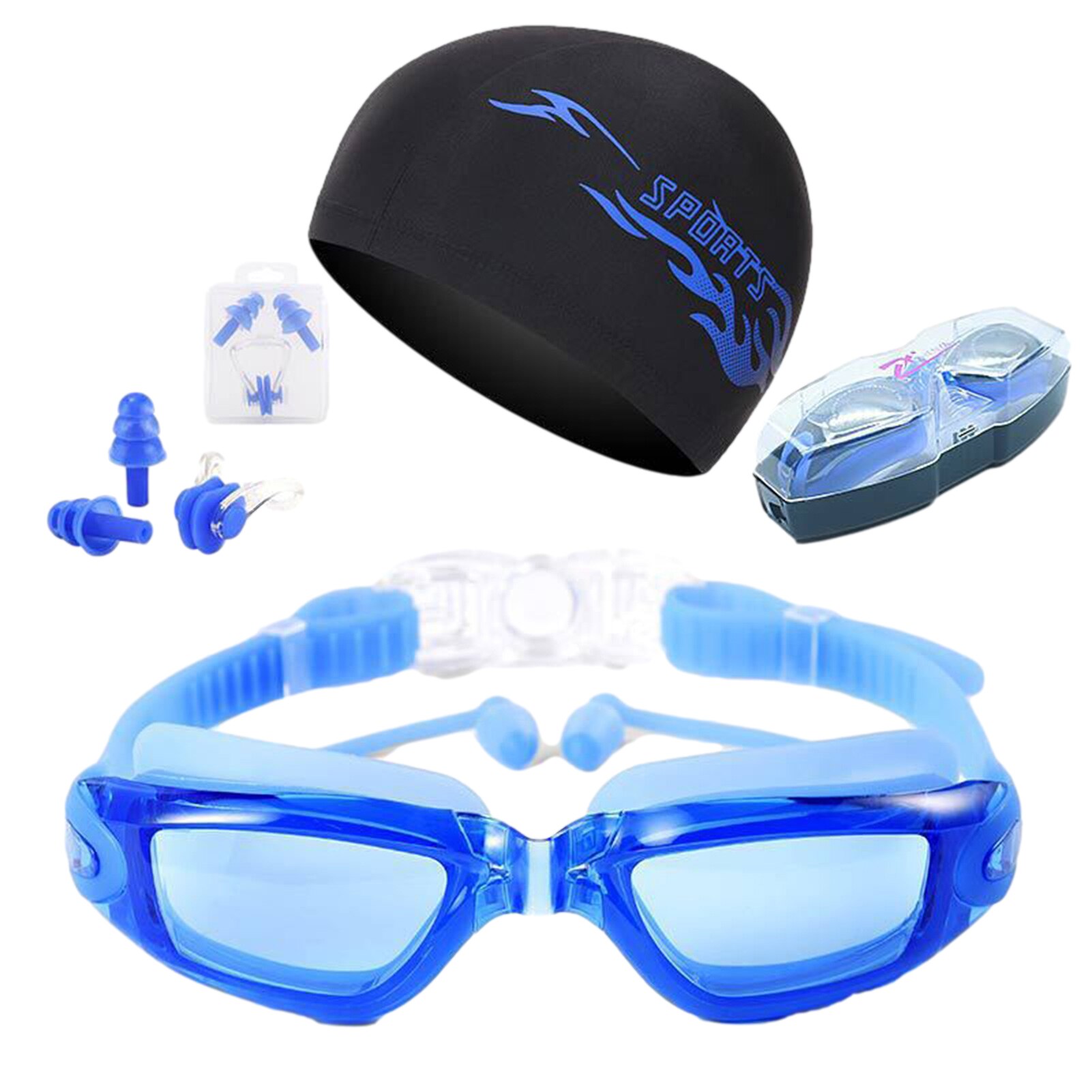 Swimming Goggles Men Women Prescription Optical Swim Swimming Goggles Set Waterproof Water Anti-fog Glasses: Purple