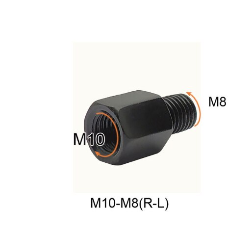 Motorcycle Scooter Black Mirror Adapter M10 M8 10MM 8MM Rearview Mirrors Adapters Right Left Hand Thread Conversion Bolt Screws: M10-M8(R-L)
