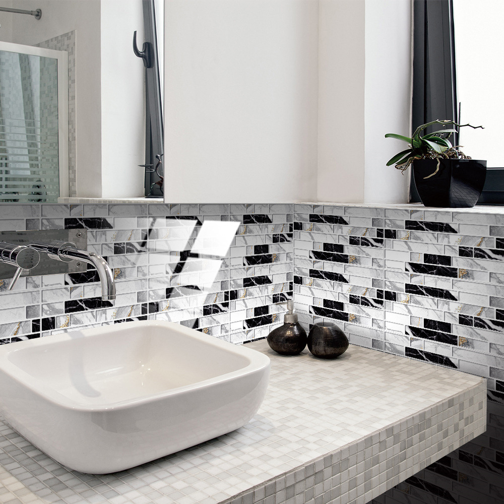 Mosaic Crystal Tile Stickers 3D Wall Sticker Backsplash Kitchen Self-adhesive Tiles Bathroom Wall Stickers Waterproof Home Decor