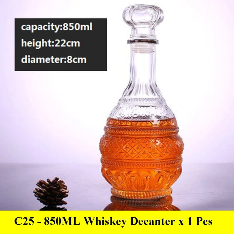 Decantadores de whisky de vidrio sin plomo para licor Scotch Bourbon, botella de copa de vino de 3 estilos, novedoso, 1000ml: Verde claro