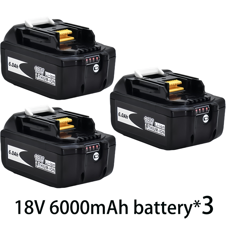 Do elektronarzędzi Makita 18V 6000mAh Akumulator z diodą LED Li-ion Zamiennik LXT BL1860B BL1860 BL1850 + 4A Ładowarka: Beżowy