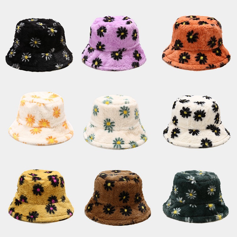 Chapeau seau à motif marguerite pour fille, Bob casquette Panama pour pêcheur, garde au pour l&#39;extérieur, automne et hiver