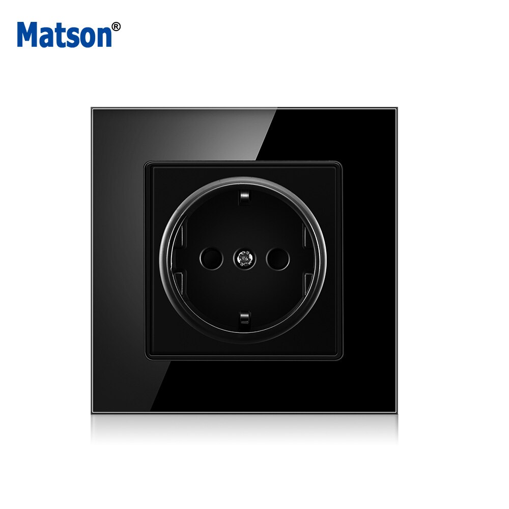 Matson Wall USB Power Socket, Many style Panel, Bedroom socket,AC 110V-250V 16A Wall Embedded, Double usb EU Standard Outlet: German black