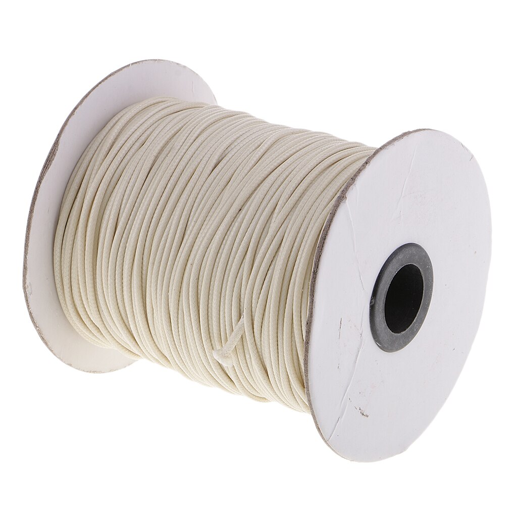 80 Meters 2mm Cotton Waxed Cord Beading DIY Jewelry Making Thread for Leather Sewing Crafting Shoe Bag: Beige as described