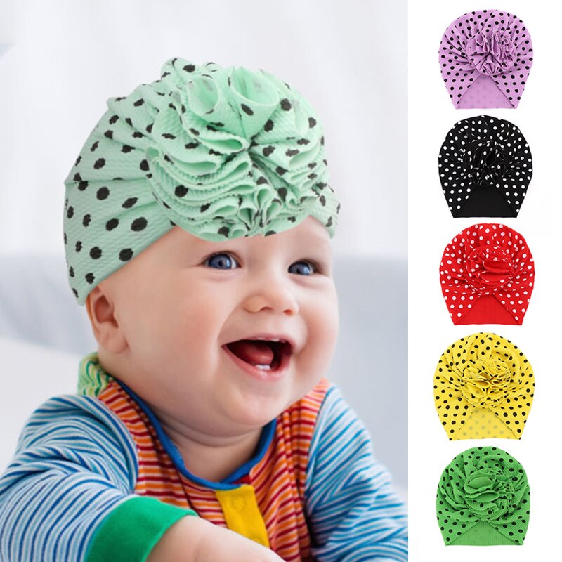 Tulbandhoedjes met stippen voor meisjes, bloeiende babyhoedjes, elastische babytulbandhoedjes voor meisjes, hoofdband, haarband voor baby's, mutsje