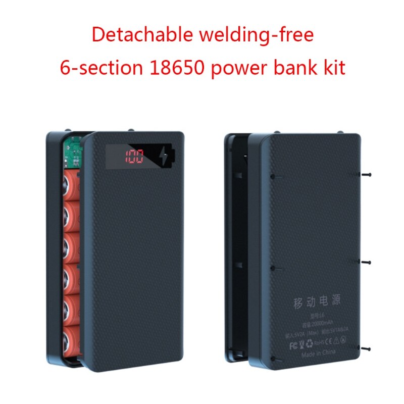 Multifunktionales powerbank-gehäuse, ladebox , 6- slot-akkubehälter, diy-gehäuse