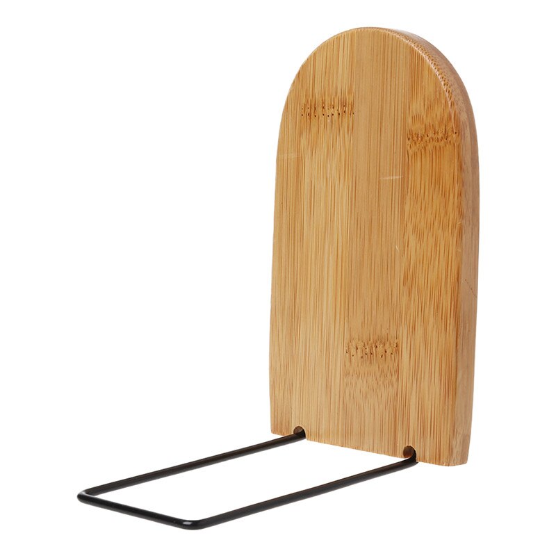 1pc træ bogholder bogender desktop organizer kontor hjem natur bambus bogstøtter bogholder holder hylde: S