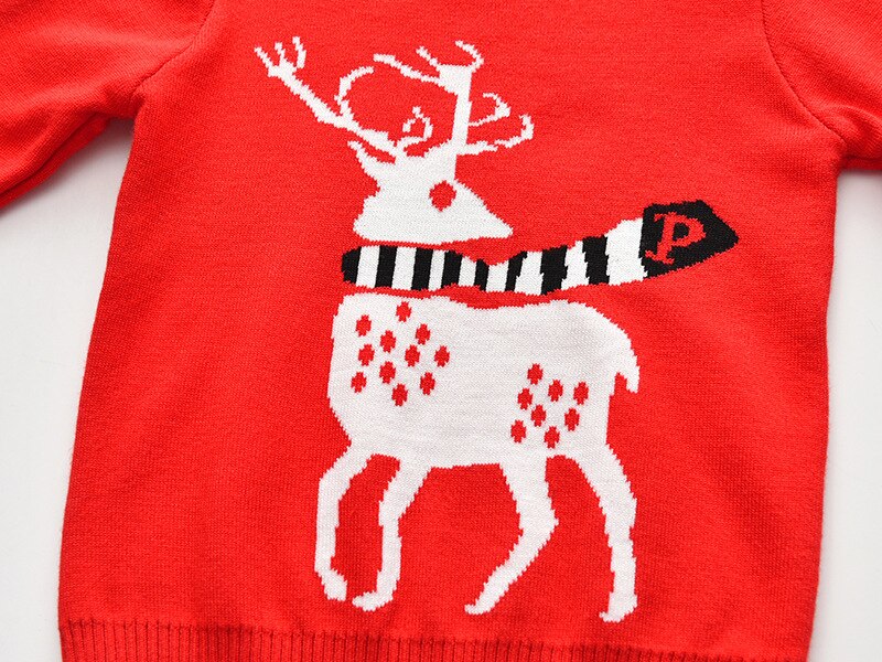Pull enfant mignon réveillon de noël pull élan pull bébé garçon et fille hauts vêtements chauds rouge vert hiver coton col rond